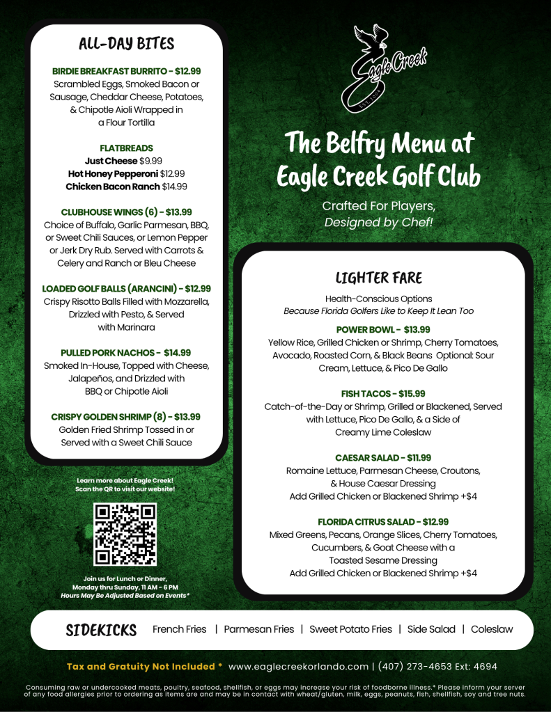 Eagle Creek Fall Menu